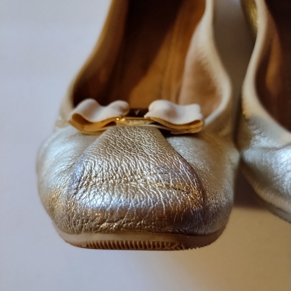 Salvatore Ferragamo Platino (Gold) Leather My Joy Ballet Slip-On Flats Size 7.5 - Picture 6 of 16